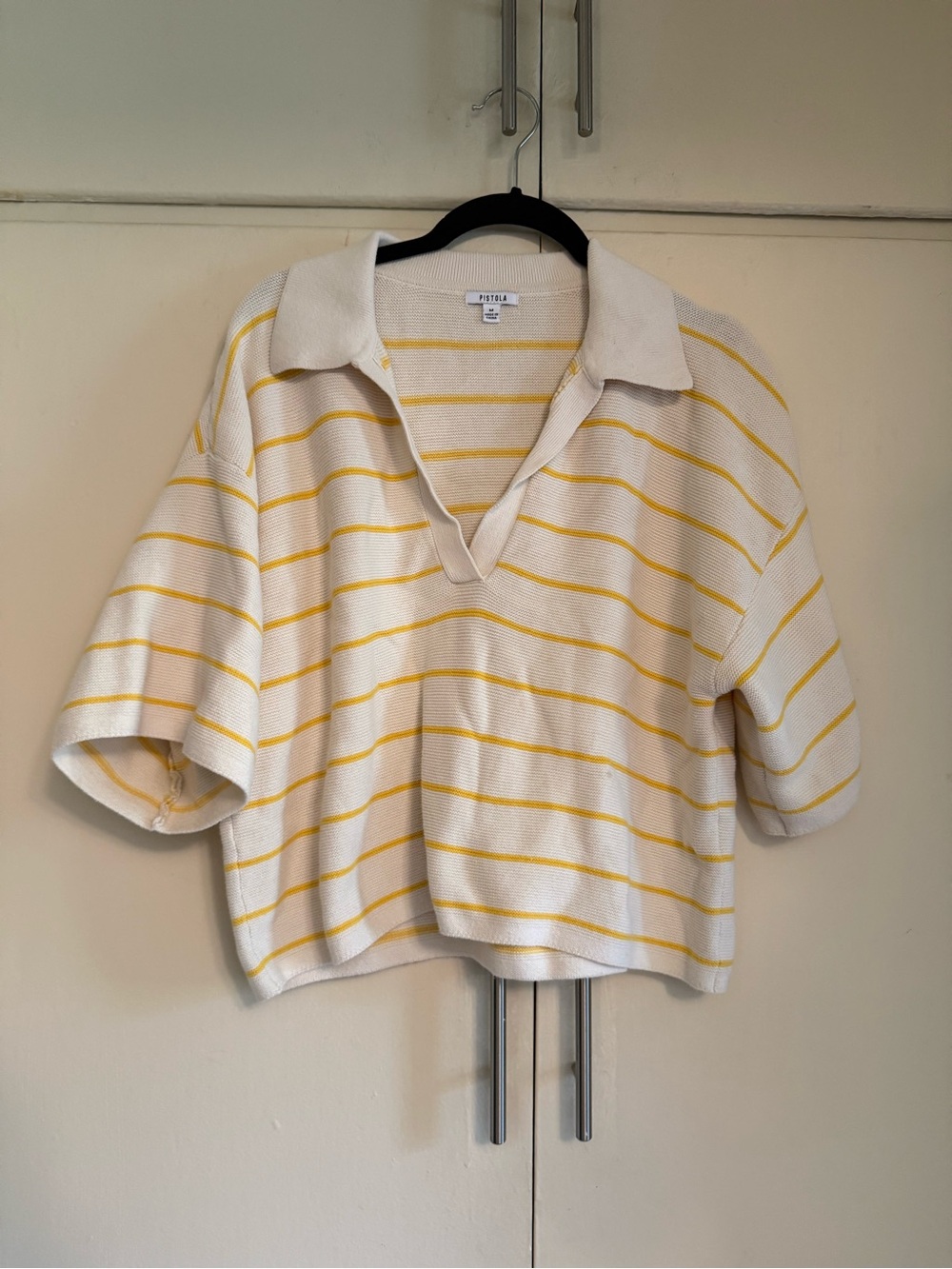 pistola Cream Polo Sweater with Yellow Stripes